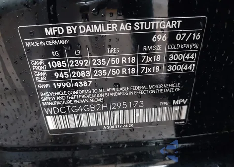 2017 Mercedes-Benz Gla 250 4Matic from USA, damaged, VIN WDCTG4GB2HJ295173